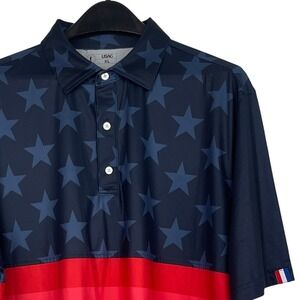 U Suck At Golf USAG American Flag Golf Polo Mens XL Shirt Patriotic USA Red Blue